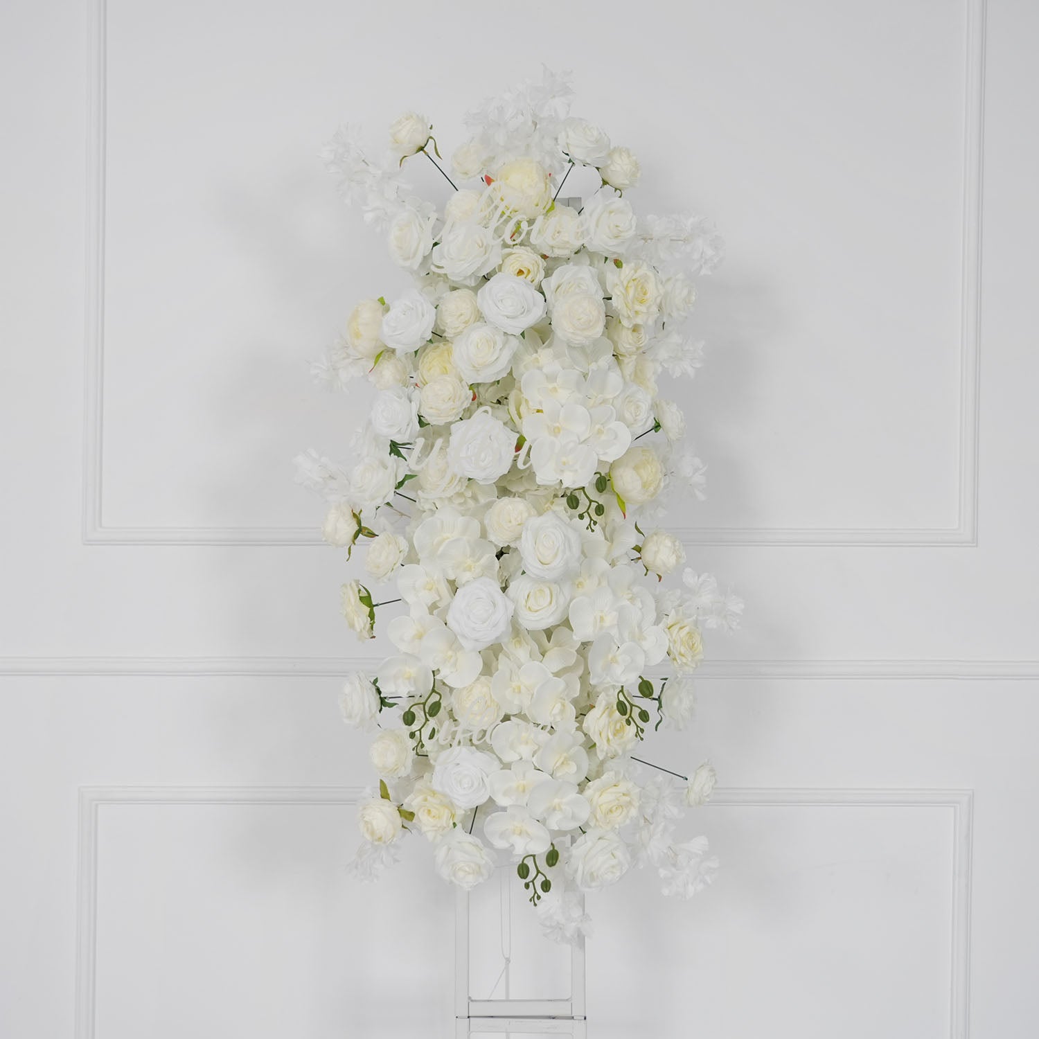 Uflower Artificial White Wedding KT Backdrop Flower Row Decor